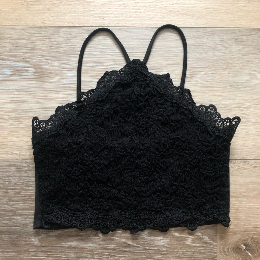 Charlotte Russe cropped lace tank top size small